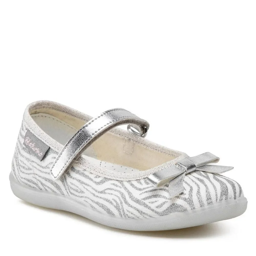 NATURINO CLARIES Zebra-print fabric ballet flats, White